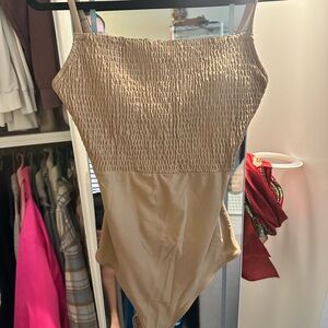 Aerie Light Brown One-Piece Swimsuit - large long
